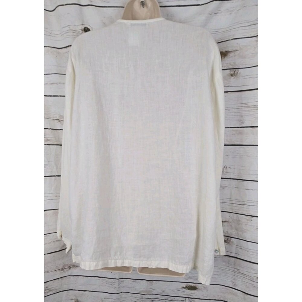 Cut Loose White Ivory 100% Linen Tunic Top M Button Front Coastal - Picture 4 of 9